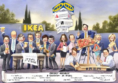 corporate-deal-cartoon-award-tombstone-caricature-gift-giggleface-Ikea-Cushman-Wakefield