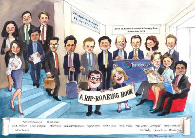 corporate-deal-cartoon-award-tombstone-caricature-gift-giggleface-Travelodge-Goldman-Sachs