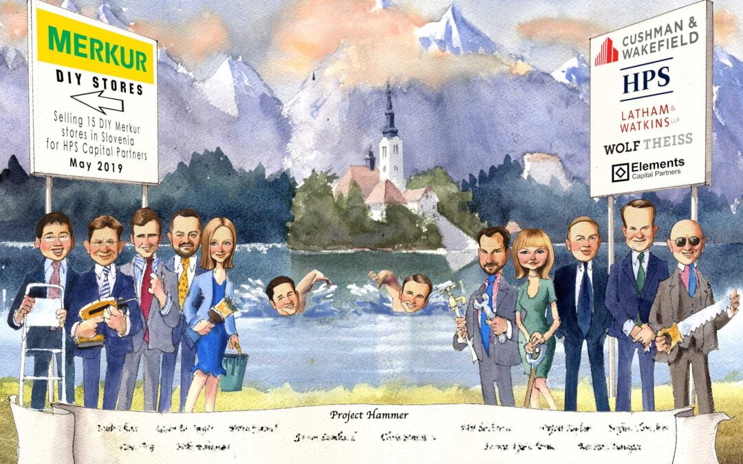 corporate-deal-cartoon-award-tombstone-caricature-gift-giggleface-Merkur-DIY-Cushman&Wakefield