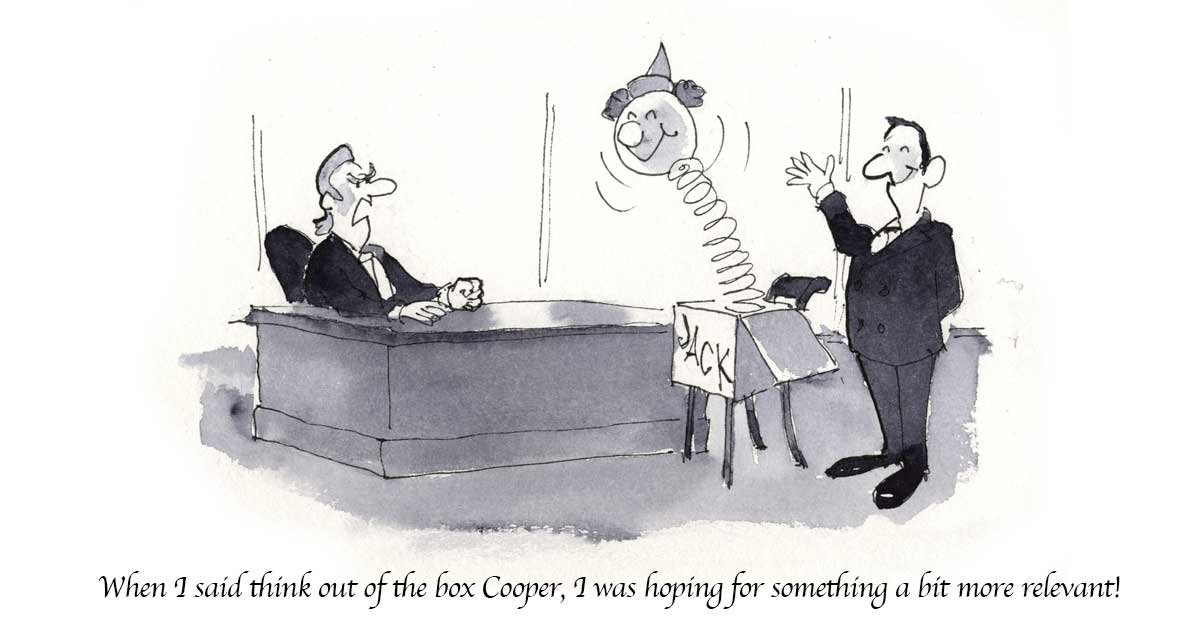 Funny ol business Friday cartoon - out of the box